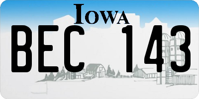 IA license plate BEC143