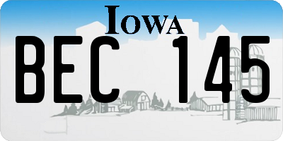 IA license plate BEC145