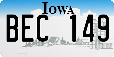 IA license plate BEC149