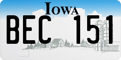 IA license plate BEC151