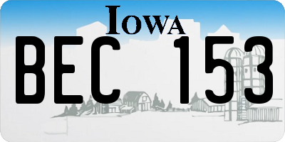 IA license plate BEC153