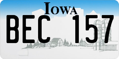 IA license plate BEC157
