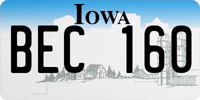 IA license plate BEC160