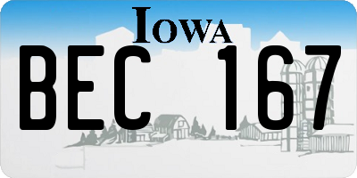 IA license plate BEC167