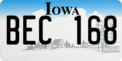 IA license plate BEC168