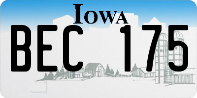 IA license plate BEC175