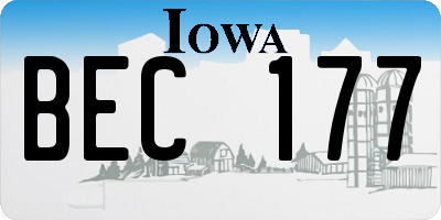 IA license plate BEC177
