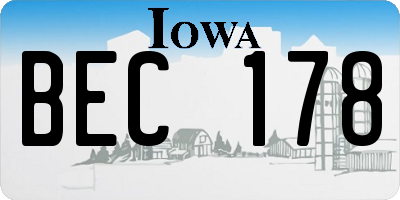 IA license plate BEC178