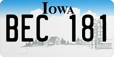 IA license plate BEC181