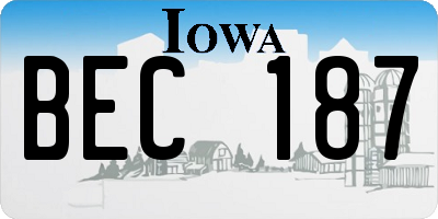 IA license plate BEC187