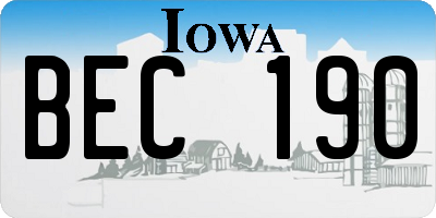 IA license plate BEC190