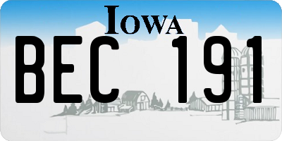 IA license plate BEC191
