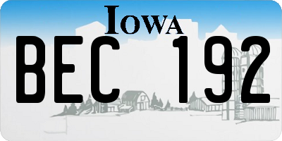 IA license plate BEC192