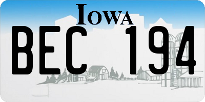 IA license plate BEC194