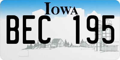 IA license plate BEC195