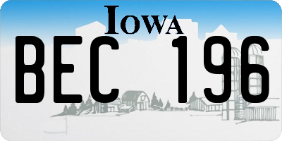 IA license plate BEC196