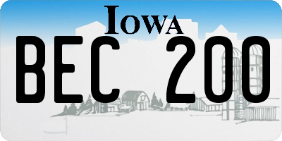IA license plate BEC200