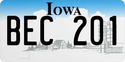 IA license plate BEC201