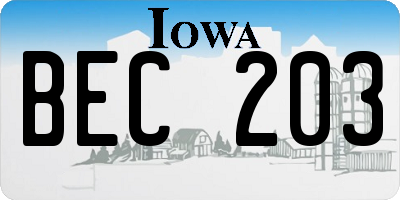 IA license plate BEC203