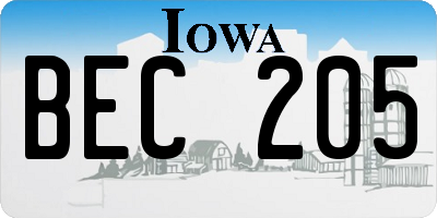 IA license plate BEC205
