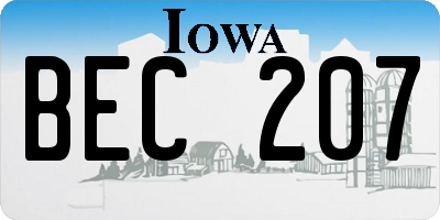 IA license plate BEC207