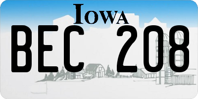 IA license plate BEC208