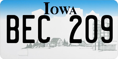 IA license plate BEC209