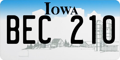 IA license plate BEC210