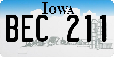 IA license plate BEC211