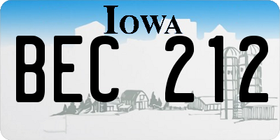 IA license plate BEC212