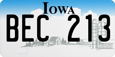 IA license plate BEC213