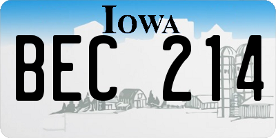 IA license plate BEC214