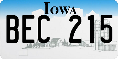 IA license plate BEC215