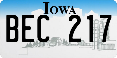 IA license plate BEC217