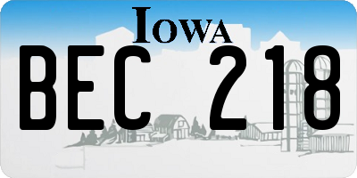 IA license plate BEC218