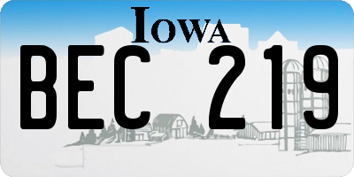 IA license plate BEC219