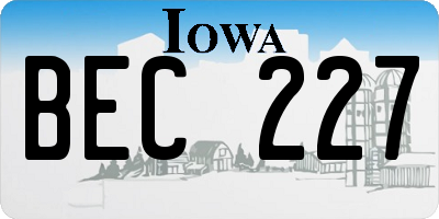 IA license plate BEC227
