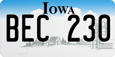 IA license plate BEC230