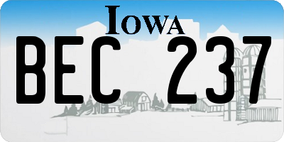 IA license plate BEC237