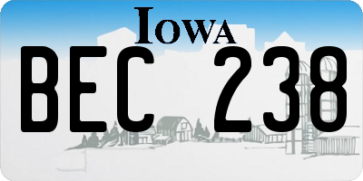IA license plate BEC238