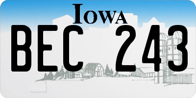 IA license plate BEC243