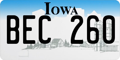 IA license plate BEC260