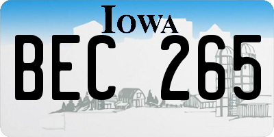 IA license plate BEC265