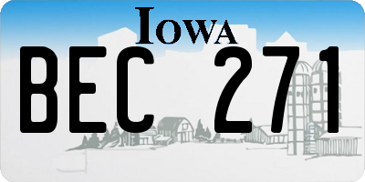 IA license plate BEC271