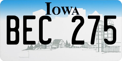 IA license plate BEC275