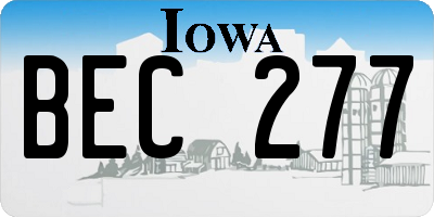 IA license plate BEC277