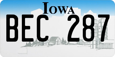 IA license plate BEC287