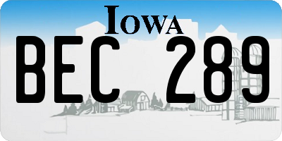 IA license plate BEC289