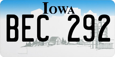 IA license plate BEC292