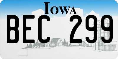 IA license plate BEC299